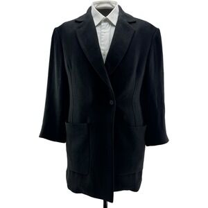 RAEY Black Linen Blazer - Single Button Double Breasted - Size 8 Elegant & Light